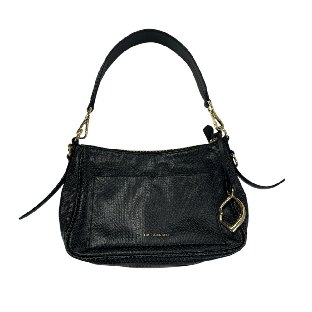 Lulu Guinness BLACK SMALL SNAKE EMBOSSED LEATHER CALLIE CROSSBODY BAG - Picture 3 of 15